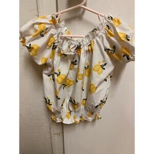 Girls Pink  Brand Size 5 Lemon Design Short Sleeve Elastic Sleeve Cinch Waist